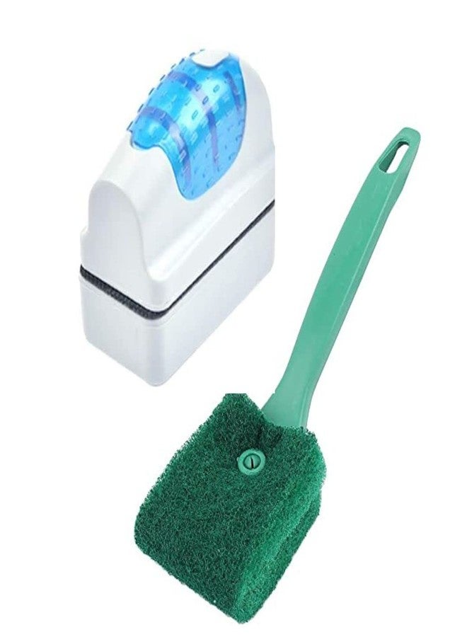 VAYINATO® 2 in 1 Aquarium Fish Tank Clean Kit, Magnet Aquarium Cleaner Scrubber Clean Brush with Double-Sided Aquarium Fish Tank Algae Cleaning Brush (Green) for Glass Aquariums by Petzlifeworld - Image 1